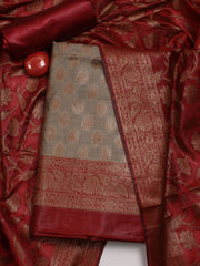 Neck Embroidered Chanderi Unstitched Suit Piece With Dupatta