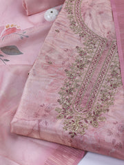 Neck Embroidered Tissue Unstitched Suit With Dupatta