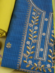 Neck Embroidered Cotton Blend Unstitched Suit With Dupatta