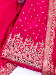 Booti Work Art Silk Unstitched Suit Piece With Dupatta