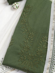 Neck Embroidered Cotton Blend Unstitched Suit With Dupatta