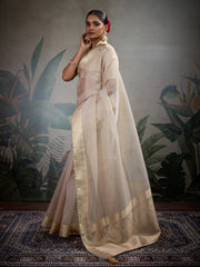 Woven Border Plain Art slik Saree