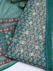 Floral Printed Cotton Unstitched Suit With Dupatta