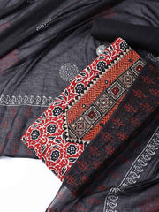 Printed Cotton Blend Unstitched Suit With Dupatta
