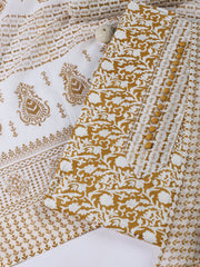 Printed Cotton Blend Unstitched Suit With Dupatta