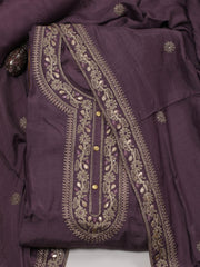 Neck Embroidered Chanderi Unstitched Suit Piece With Dupatta