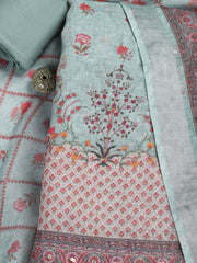 Printed Linen Unstitched Suit With Dupatta