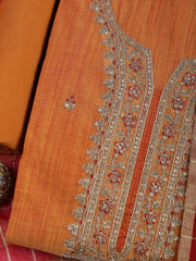 Neck Embroidered Cotton Blend Unstitched Suit With Dupatta