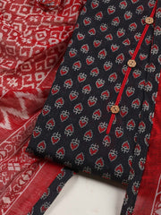 Printed Cotton Blend Unstitched Suit With Dupatta