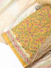Printed Cotton Blend Unstitched Suit With Dupatta