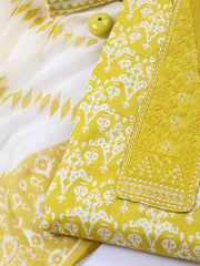 Printed Cotton Blend Unstitched Suit With Dupatta