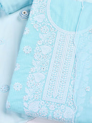 Embroidered Cotton Blend Unstitched Suit Piece With Dupatta