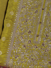 Embroidered Chanderi Unstitched Suit With Dupatta