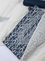 Neck Work Cotton Blend Unstitched Suit With Dupatta