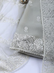 Embroidered Organza Unstitched Suit With Dupatta