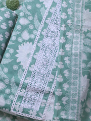 Printed Cotton Blend Unstitched Suit With Dupatta