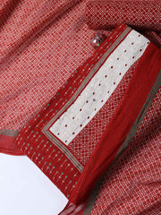 Neck Work Cotton Blend Unstitched Suit With Dupatta