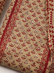 Printed Cotton Blend Unstitched Suit With Dupatta