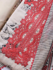 Patch Neck Cotton Blend Unstitched Suit Piece With Dupatta