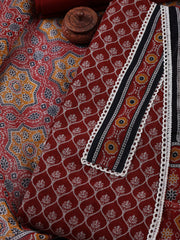 Printed Cotton Blend Unstitched Suit With Dupatta