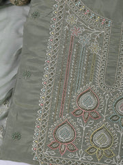 Embroidered Chanderi Unstitched Suit Piece With Dupatta