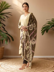 Floral Tissue Kurta With Pants & Dupatta