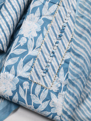 Neck Patti Cotton Blend Unstitched Suit With Dupatta