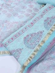 Neck Work Cotton Blend Unstitched Suit With Dupatta
