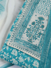 Printed Cotton Blend Unstitched Suit With Dupatta