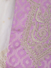 Woven Embroidered Cotton Blend Unstitched Suit With Dupatta