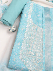 Printed Linen Unstitched Suit With Dupatta
