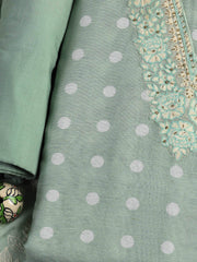 Embroidery Linen Unstitched Suit With Dupatta