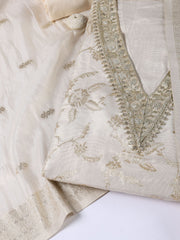 Neck Embroidered Tissue Unstitched Suit Piece With Dupatta