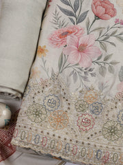 Printed Muslin Unstitched Suit With Dupatta