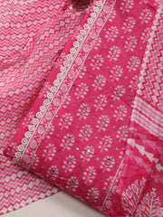 Printed Cotton Blend Unstitched Suit With Dupatta