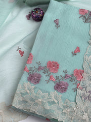 Embroidery Tissue Unstitched Suit With Dupatta