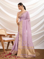 Woven Border Linen Saree
