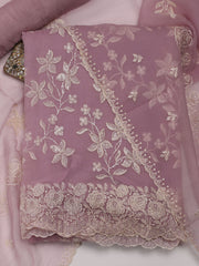 All Over Embroidery Chiffon Unstitched Suit Piece With Dupatta