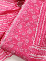 Neck Patti Cotton Blend Unstitched Suit With Dupatta