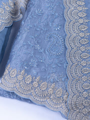 Embroidered Organza Unstitched Suit With Dupatta