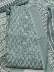 Floral Printed Cotton Blend Unstitched Suit Piece With Dupatta