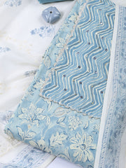 Neck Embroidered Cotton Blend Unstitched Suit With Dupatta