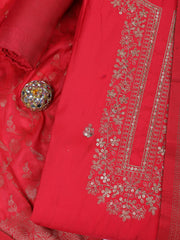 Embroidered Chanderi Unstitched Suit Piece With Dupatta