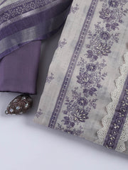 Printed Linen Unstitched Suit Piece With Dupatta