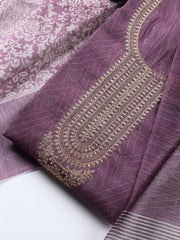Neck Embroidered Tussar Unstitched Suit Piece With Dupatta