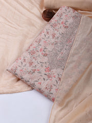 Neck Embroidery Linen Unstitched Suit With Dupatta