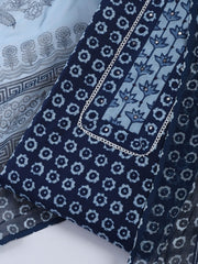 Printed Cotton Blend Unstitched Suit With Dupatta