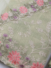 Neck Embroidery Organza Unstitched Suit Piece With Dupatta