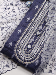 Neck Embroidered Cotton Blend Unstitched Suit Piece With Dupatta