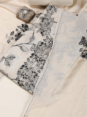 Neck Embroidered Chanderi Unstitched Suit Piece With Dupatta